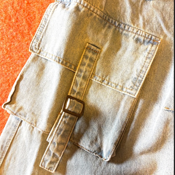 Machine yellow blue high waist wide leg cargo utility jeans NWT - Picture 4 of 11